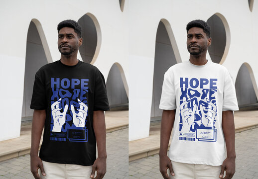 Mockup Of Man Dressed In Customizable T-Shirt, Front View