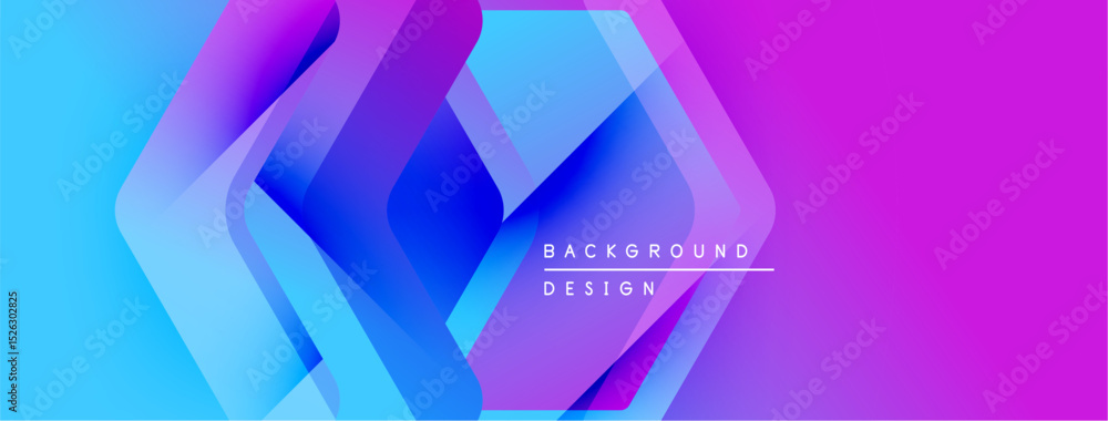 Aufkleber Abstract geometric shapes overlap, creating vibrant blue, purple gradients. Modern design element for backgrounds, presentations.