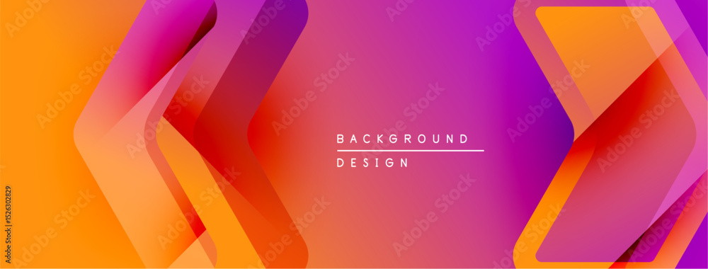 Aufkleber Abstract gradient background. Orange, pink hues blend smoothly. Overlapping layers create dynamic visual effect. Modern design element.
