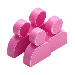 Fototapeta premium Pink 3D Group of People Icon Teamwork Collaboration, isolated on transparent background, perfect cutout, PNG