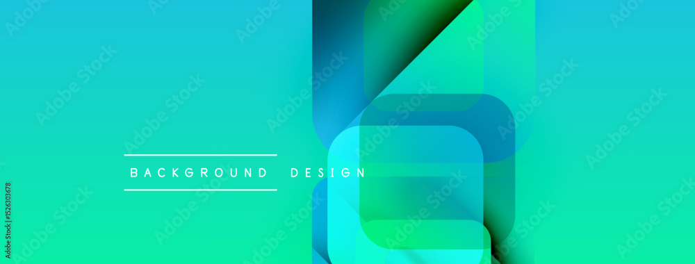 Aufkleber Abstract gradient background. Turquoise, green hues blend. Geometric shapes overlap creating dynamic visual effect. Modern design element.
