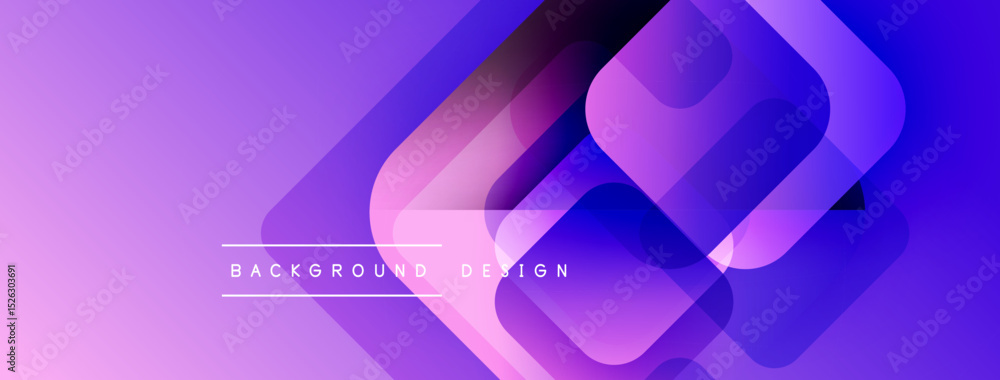 Aufkleber Abstract geometric shapes overlap, creating vibrant purple gradient background. Modern design elements suggest technology, innovation.