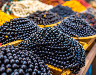 Ghanaian beads sorted into colorful arrangements illustrating their cultural significance for jewelry making.
