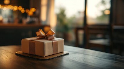 Close-up of retirement cake and wrapped gifts on celebration table, festive background,