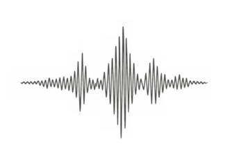 Sound wave pulsing, revealing intricate audio frequencies vibrating dynamically against transparent digital surface