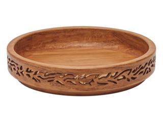Exquisitely carved wooden decorative bowl
