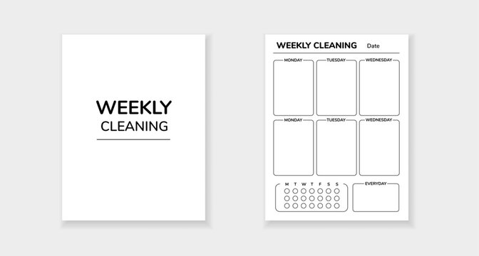 Template for a weekly cleaning checklist, featuring sections for each day and adaptable tasks.