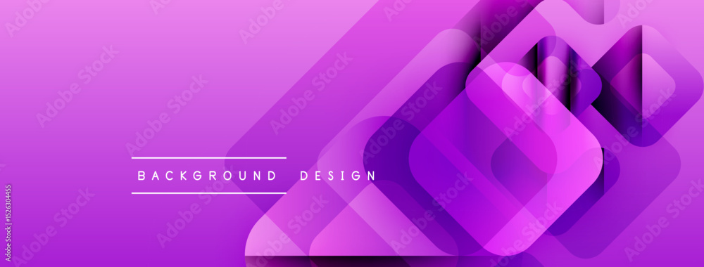 Leinwandbilder Purple gradient background features overlapping squares, rectangles. Text reads background design. Modern, minimalist aesthetic.