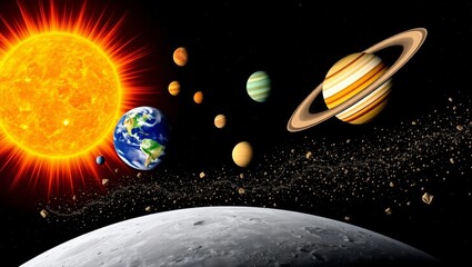 
Otherworldly Star Systemю. A surreal view of an alien star system with glowing planets, mysterious celestial bodies, and colorful nebulae. Perfect for science fiction and cosmic themes.