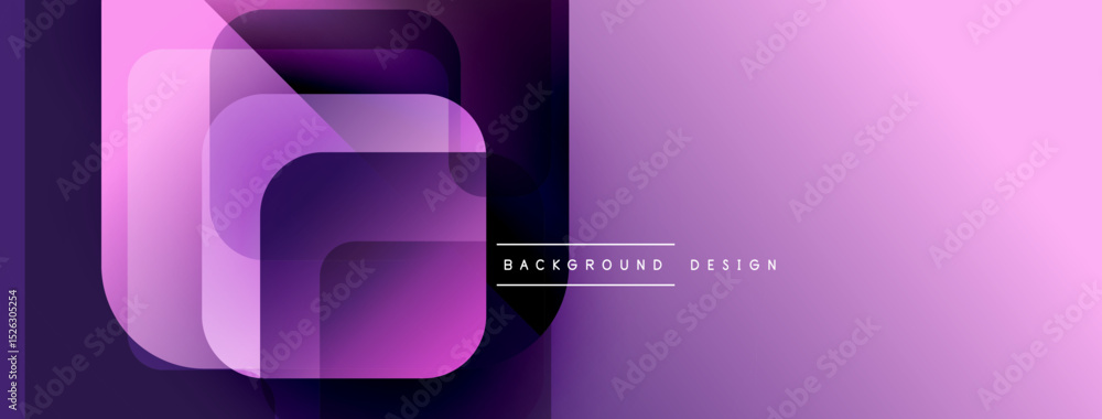 Poster Abstract purple design features layered squares, gradients. Modern background with text background design. Minimalist aesthetic.
