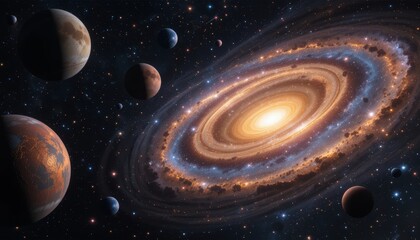 
Otherworldly Star Systemю. A surreal view of an alien star system with glowing planets, mysterious celestial bodies, and colorful nebulae. Perfect for science fiction and cosmic themes.