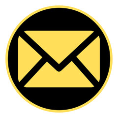 email icon black and yellow round