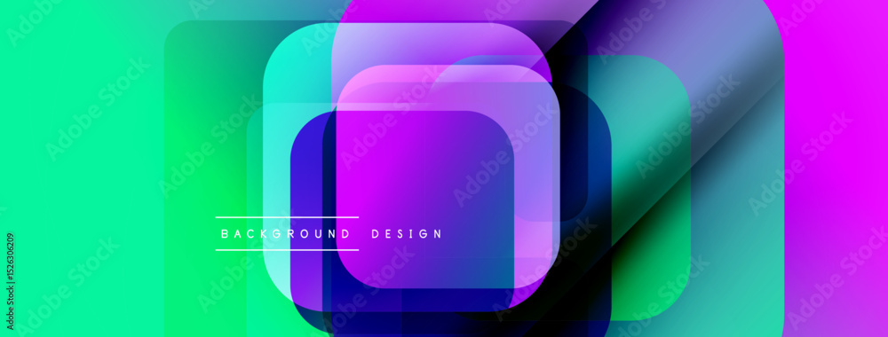 Poster Abstract geometric shapes overlap. Vibrant colors blend, creating modern design. Text reads background design. Minimalist aesthetic.