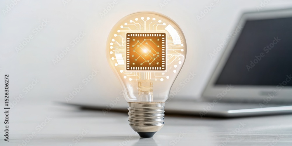Aufkleber light bulb with circuit design symbolizing innovation and technology.