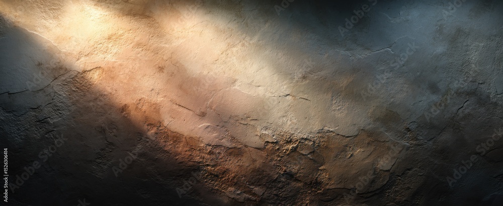 Poster textured stone wall with light beam, ideal for backdrop, representing strength and timelessness in c