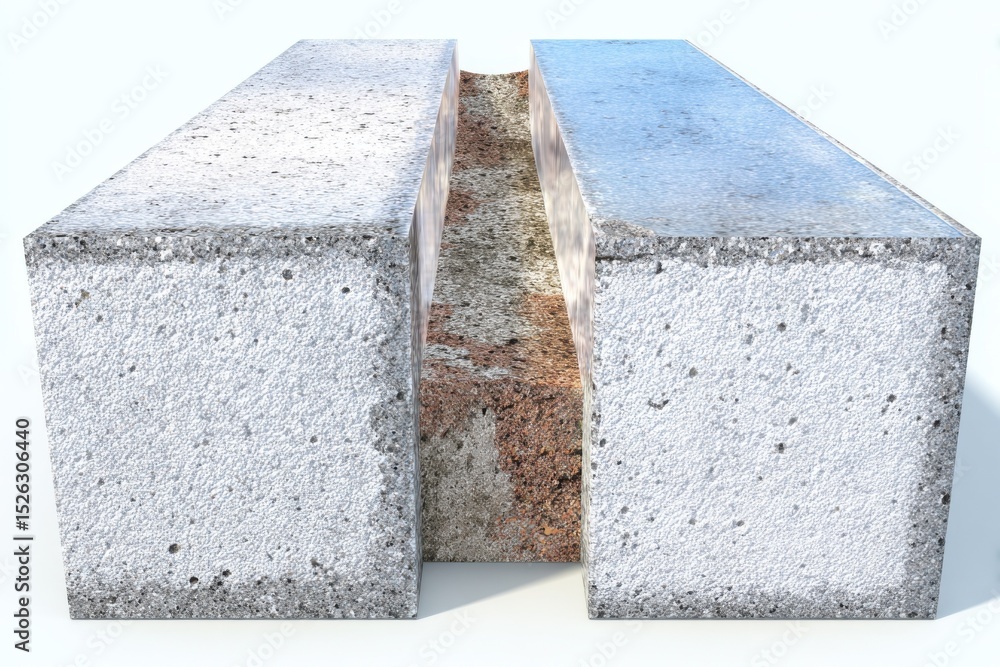 Poster Concrete Blocks Separated by Stone, Illustrating Construction Materials and Foundation Engineering for Infrastructure Development and Renovation Projects : Generative AI