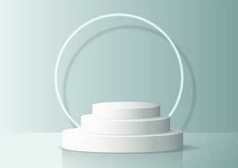 Pastel Green display background with empty podium 