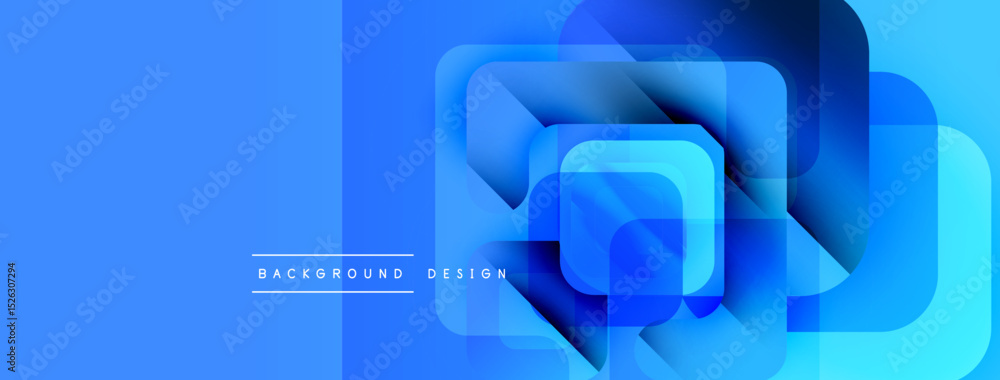 Fototapete Abstract blue layers create dynamic composition. Modern design elements suggest technology, innovation, depth. Gradient effect adds visual interest.