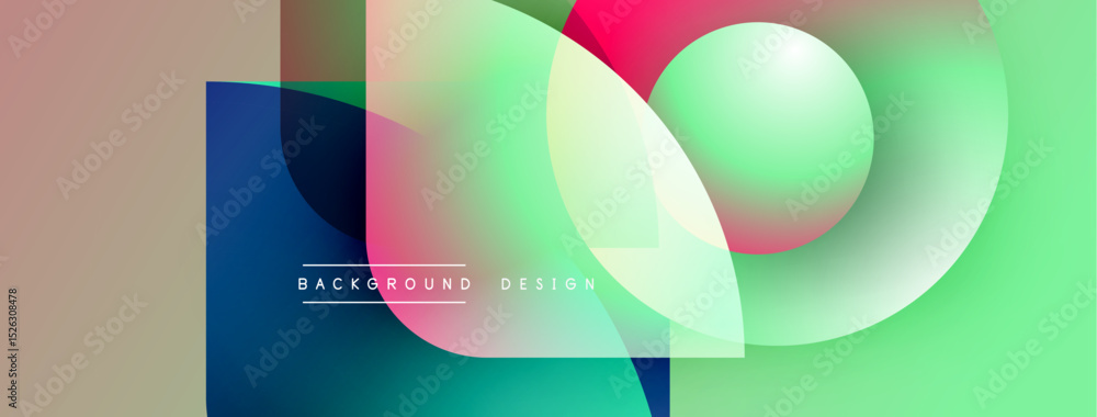 Fototapete Abstract geometric shapes overlap, creating vibrant color gradients. Modern design elements suggest dynamic visual experience.