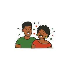 Smiling African American Characters Illustration for Juneteenth Celebration – Happy Black Couple in Flat Vector Style