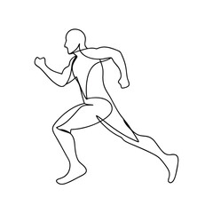 Continuous line drawing running man athlete sport fitness