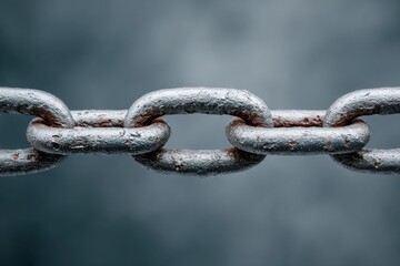 Close-Up of a Metallic Chain Against a Dark Background, Symbolizing Strength and Interconnectivity for Business Solutions and Teamwork : Generative AI
