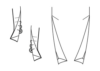 Jacket Sleeve Vent and Back Vent Vector Illustration for Fashion Technical Drawings- Close-Up Jacket Vent Details – Sleeve and Body Vent Vector