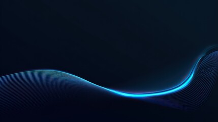 Blue vector illustration with glowing white lines on dark blue and light indigo background, technology theme with abstract data flow symbols. Simple digital art design.