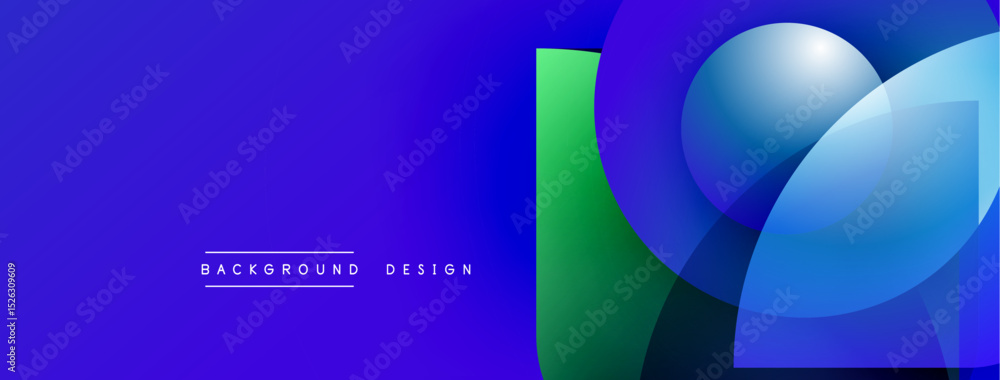 Fototapete Abstract gradient background. Blue, green hues blend. Modern design elements create dynamic visual impact. Simple text reads background design.