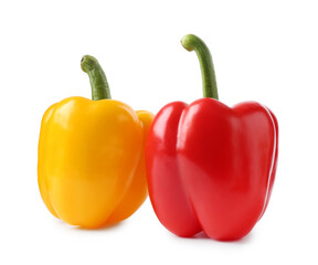 Ripe colorful bell peppers isolated on white