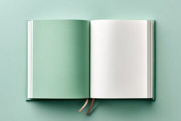 Open Notebook With Blank Pages on Green Background, Representing Creativity and Journaling, Ideal for Education or Personal Reflection : Generative AI