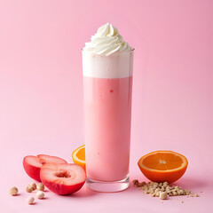strawberry smoothie with whipped cream