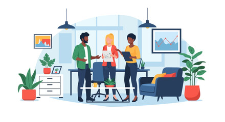 Collaborative Teamwork Diverse Team Meeting in Modern Office