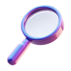 Purple and Blue Magnifying Glass Search Tool Icon, isolated on transparent background, perfect cutout, PNG