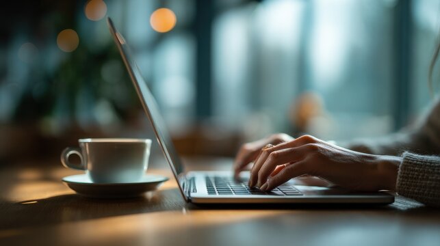 Remote Work Laptop and Coffee