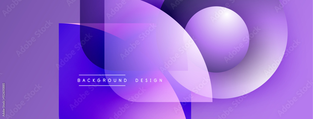 Aufkleber Abstract purple design features overlapping shapes, gradients, sphere. Modern background suitable for digital projects.