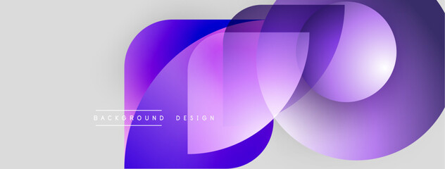 Abstract purple shapes overlap, creating dynamic visual effect. Modern design suitable for backgrounds, presentations, branding. Smooth gradients present.