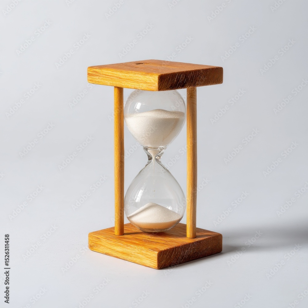 Aufkleber hourglass with white sand on light background, symbolizing deadline management and time tracking in 