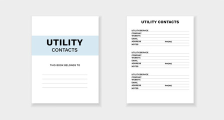 Form template for listing utility contact information, ensuring quick access to essential details.
