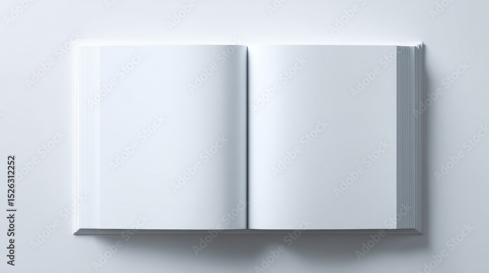 Poster Open Book With Blank Pages on White Background, Ideal for Mockups and Publishing Projects, Representing Knowledge and Creativity : Generative AI