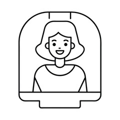 Happy woman line drawing in a frame simple illustration
