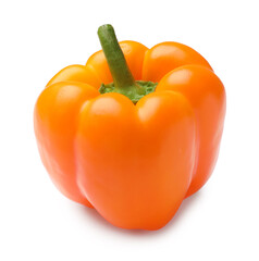 One fresh orange bell pepper isolated on white