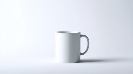 Obraz premium White Mug on a White Surface, Ideal for Mockups and Product Presentation, Showcasing Simplicity and Minimalist Design : Generative AI