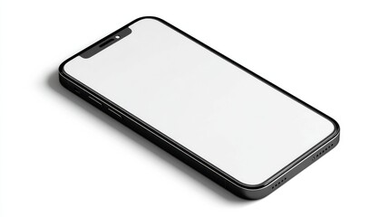 Smartphone With Blank White Screen on White Background, Ideal for App Mockups and Mobile Technology Demonstrations : Generative AI