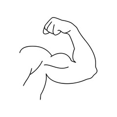 Fototapeta premium Flexed bicep line drawing strong arm muscle power fitness
