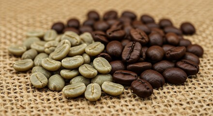 roasted coffee and raw coffee 