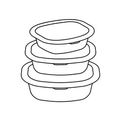 Stacked line drawing of empty food containers