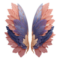 Fototapeta premium A mystical butterfly with intricate, magical wings featuring deep blue, purple, and gold tones, resembling a combination of fairy and butterfly wings. Concept of fantasy, magic, and transformation.