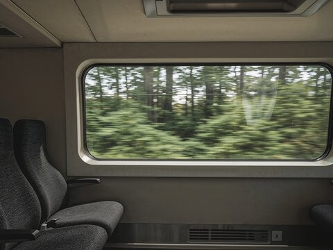 Train Ride Through the Countryside. A Glimpse of Nature in Motion from the Window.
