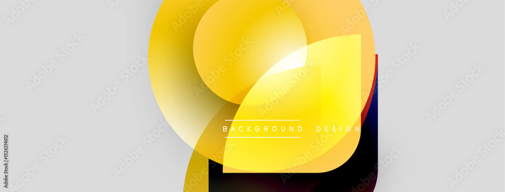 Aufkleber Abstract yellow shapes overlap gray background. Modern design elements create dynamic visual composition. Bright gradients add depth.